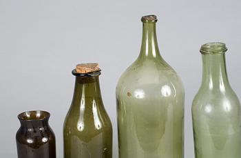 PARTI GLASFLASKOR, 4 st, 1800-1900-tal.