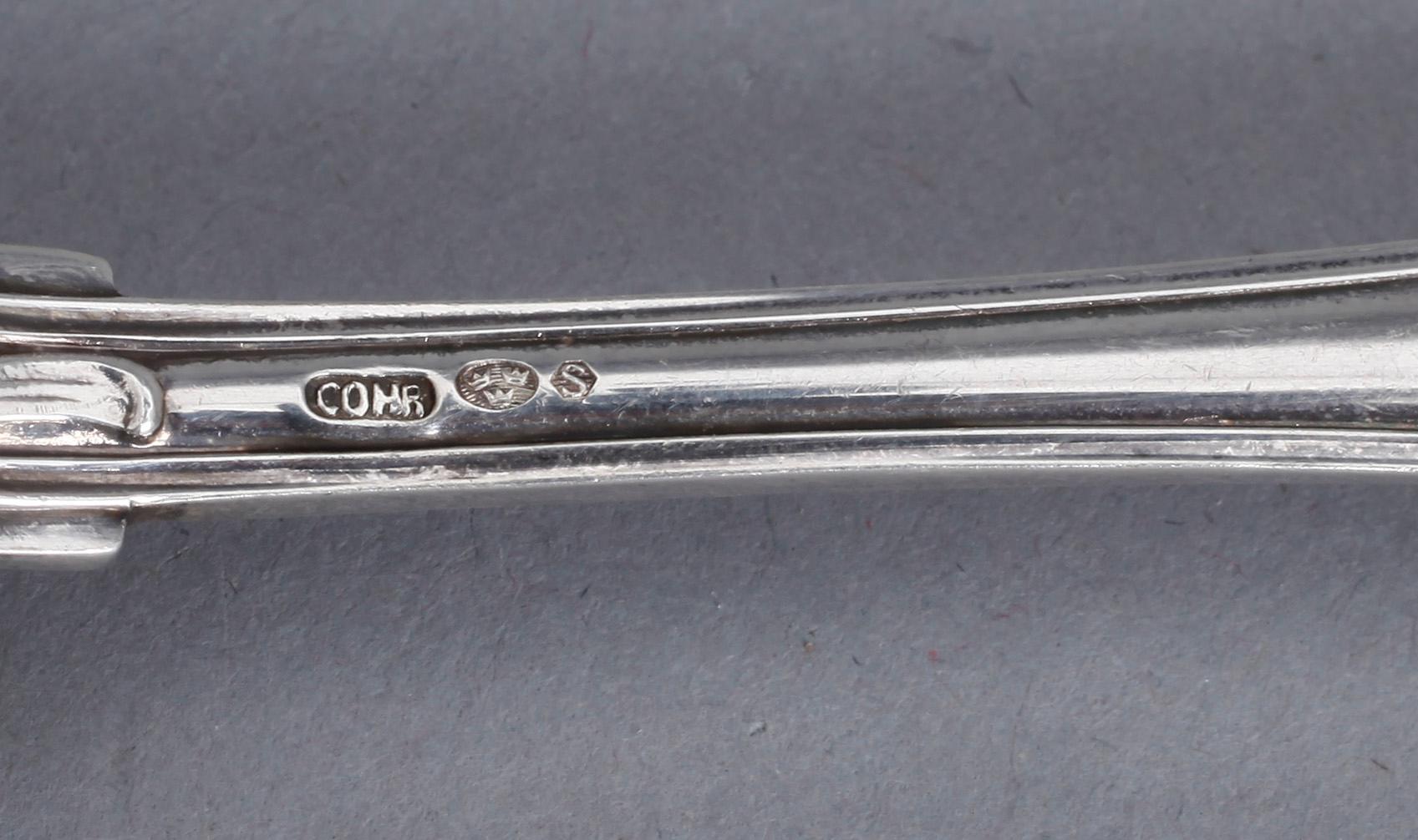 BESTICKSDELAR, 8 st, silver, "Sachsisk", Cohr, Danmark, total vikt exkl knivar med stålblad ca 201 gram.