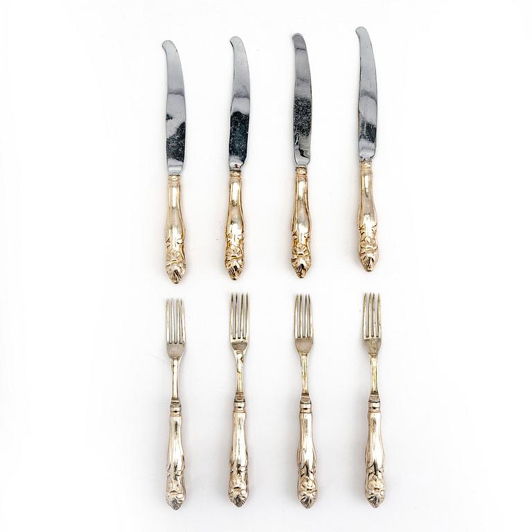 A Swedish 18th century set of eight sivler cutlery mark of Isac Trybom Stockholm 1768  Rococo.