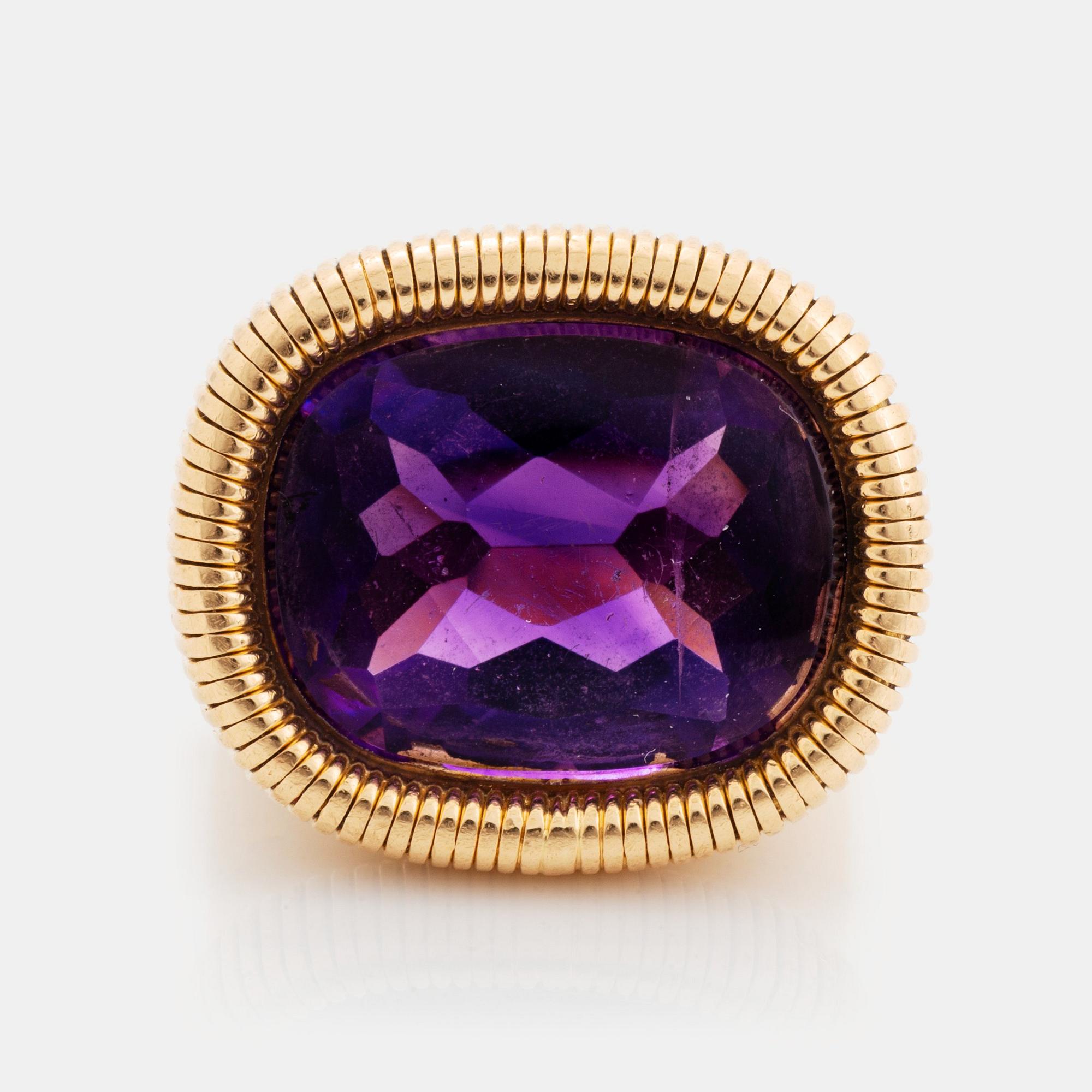 Georg Jensen & Wendel ring 18K guld med en ametist.