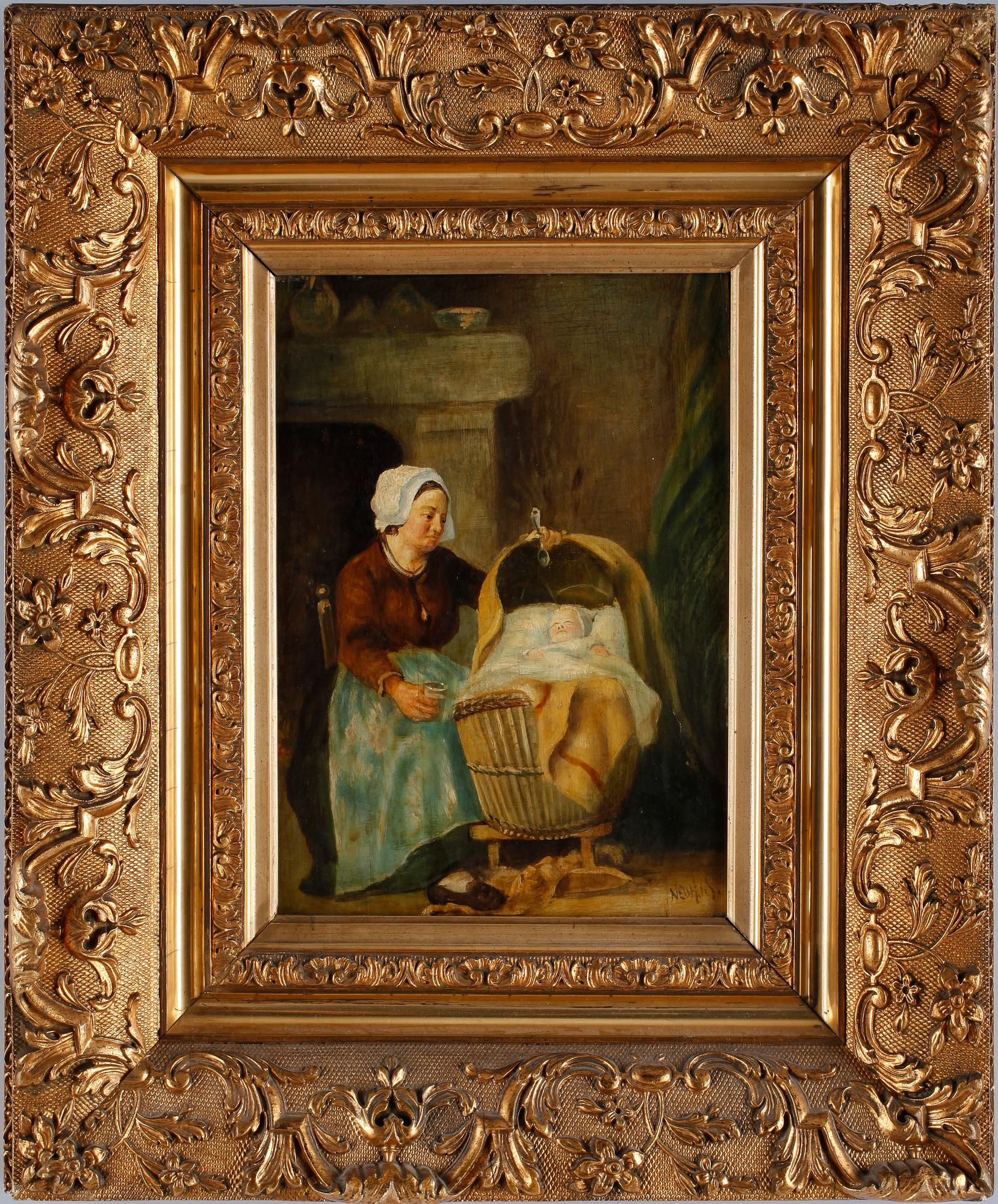 ALBERTUS NEUHUYS, olja på pannå, sign.