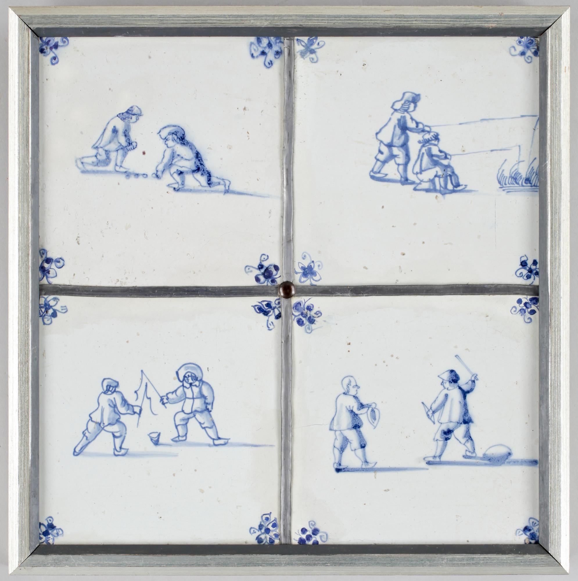 KAKELPLATTOR, 2 st, fajans, 1700-tal.