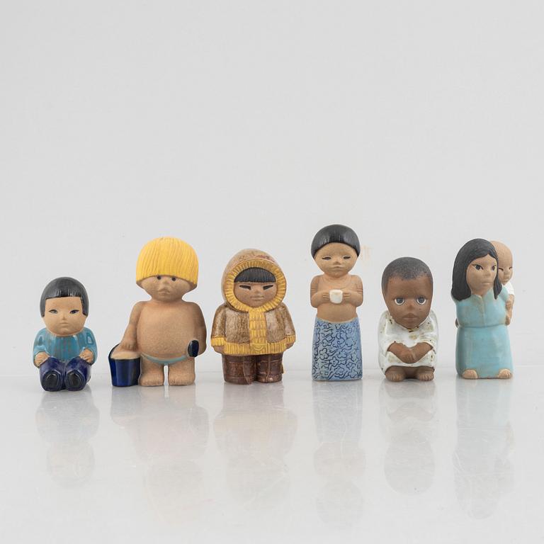Lisa Larson, a set of six stoneware figurines, Gustavsberg.