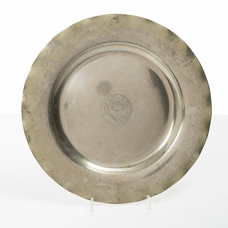 Three silver dishes, Sweden, 1910-32.