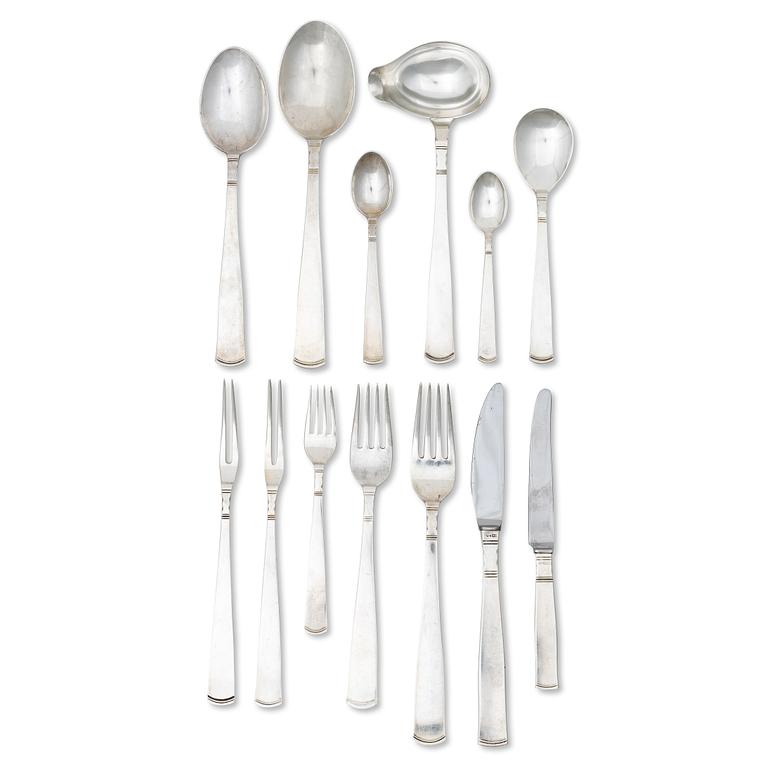 Jacob Ängman, A silver cutlery set, “Rosenholm”, GAB, Eskilstuna and Stockholm, some 1970 (58 pieces).
