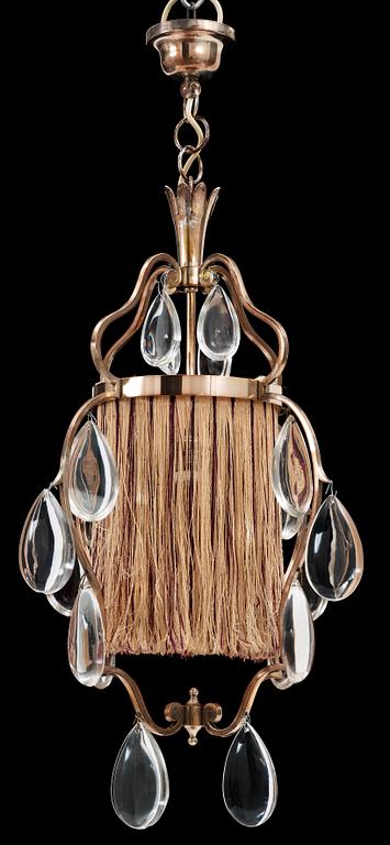 An Elis Bergh silver plated hanging lamp, C.G. Hallberg, Stockholm 1920's.