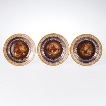 TALLRIKAR, 6 st, porslin, Winerliknande märke, omkring 1900.