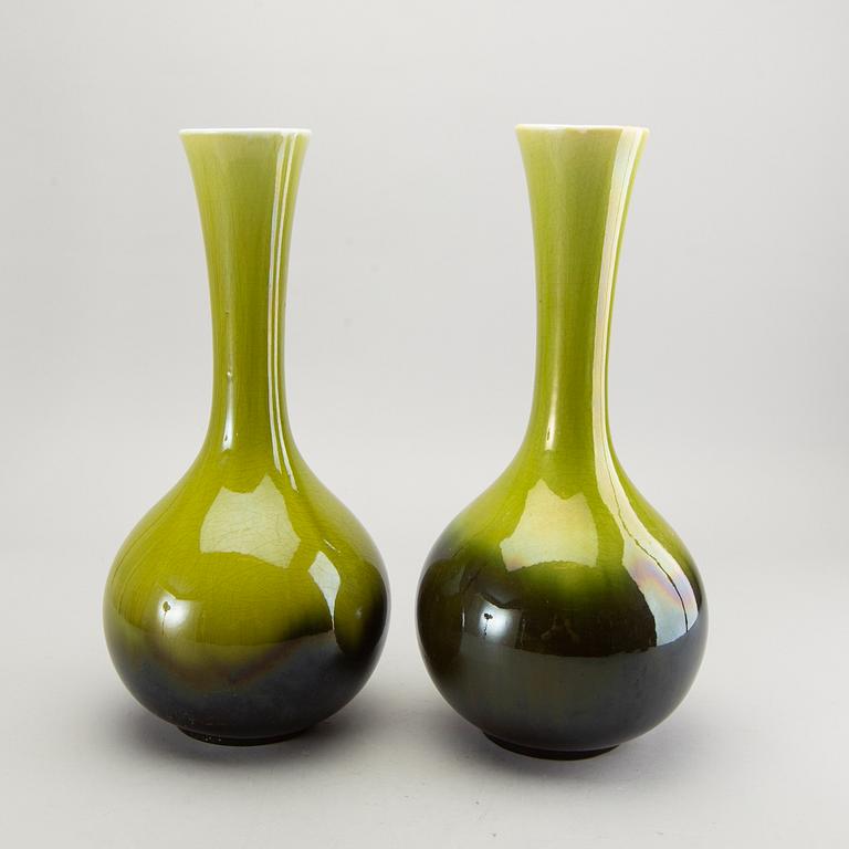 A pair of Rörstrand creamware vases, circa 1900.