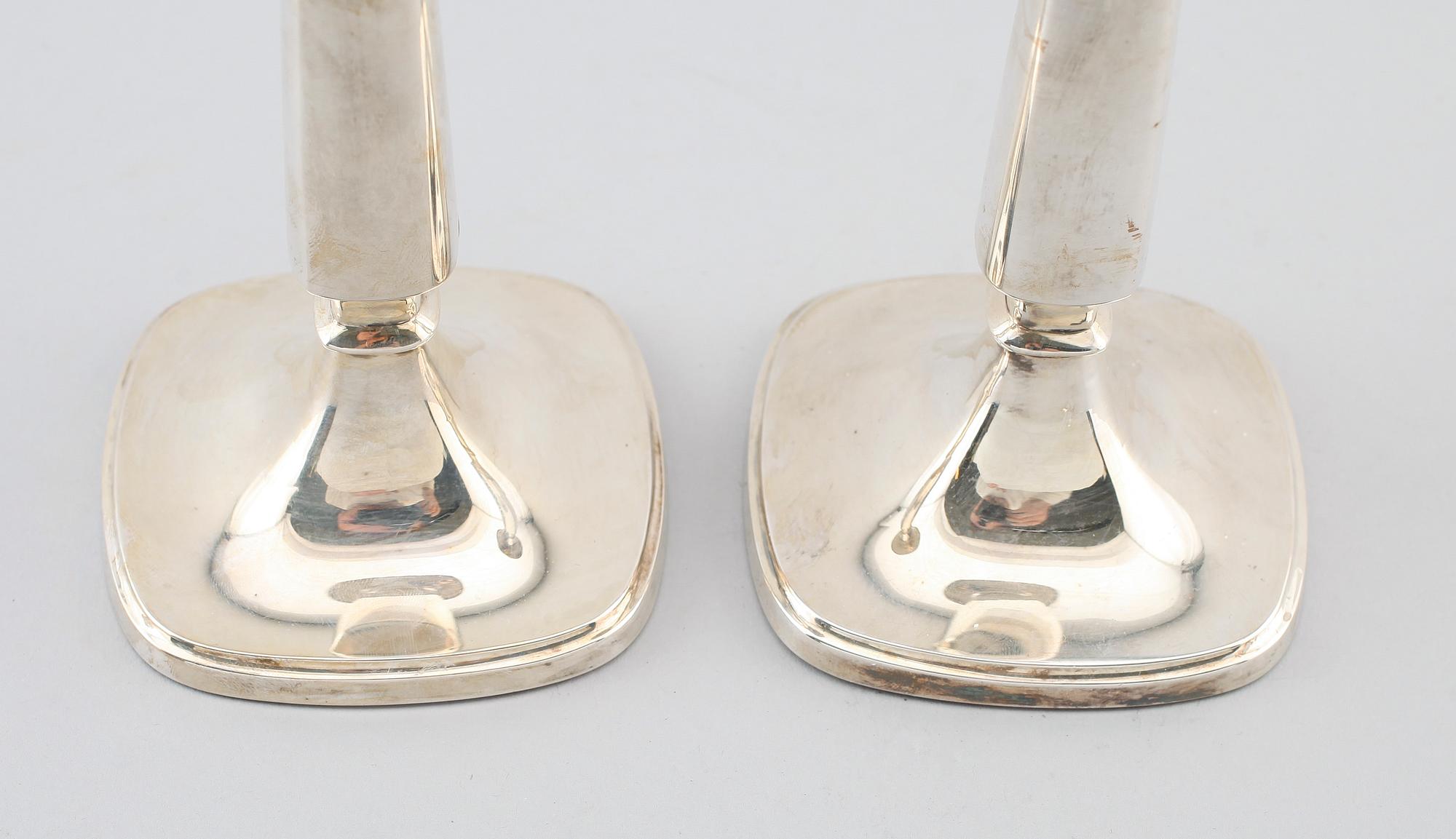 LJUSSTAKAR, 1 par, silver, Tore Eldh, Ceson, 1972.