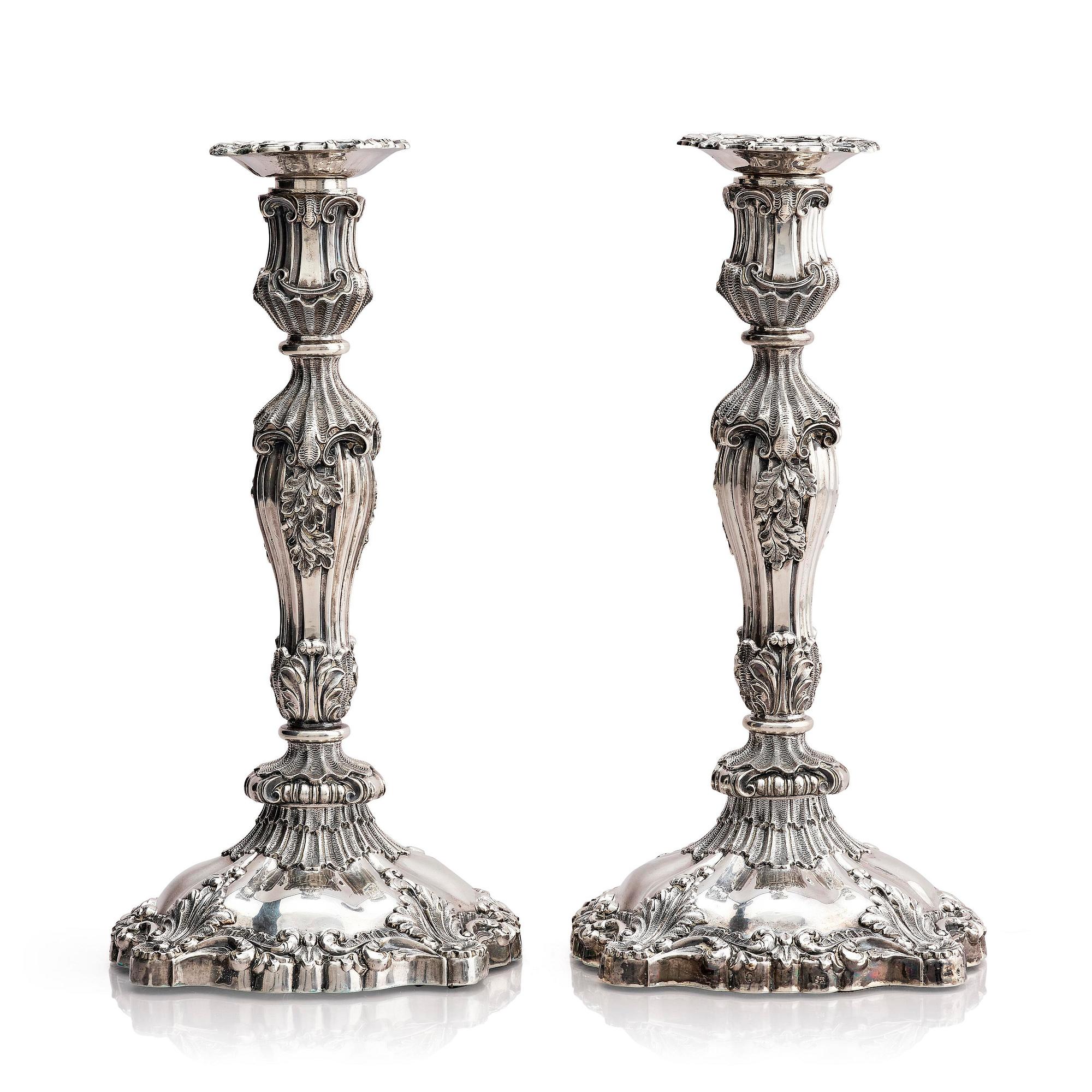TJ & N Creswick, ljusstakar, ett par, silver, Sheffield, England, 1840.