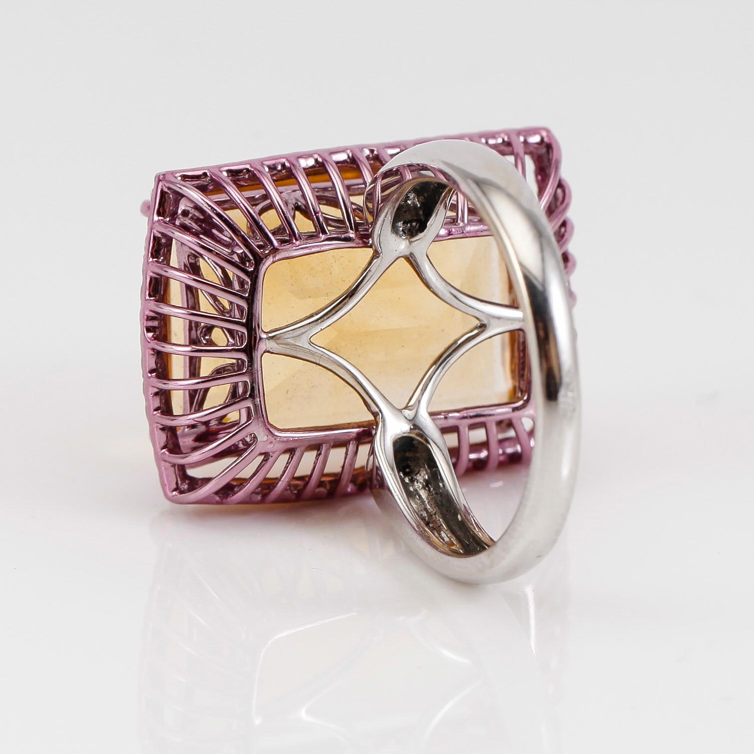 RING, 14K vitguld, citrin och diamanter.