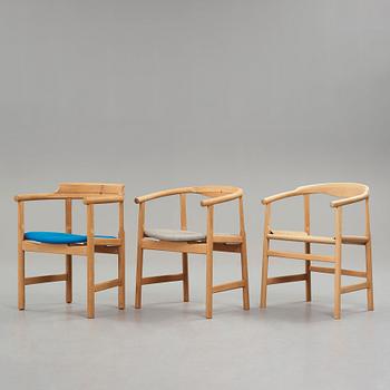 HANS J WEGNER, stolar, 3 st, PP Møbler, modell "PP68", "PP203" och "PP209".