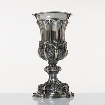 A silver goblet, possibly German, 19th Century.