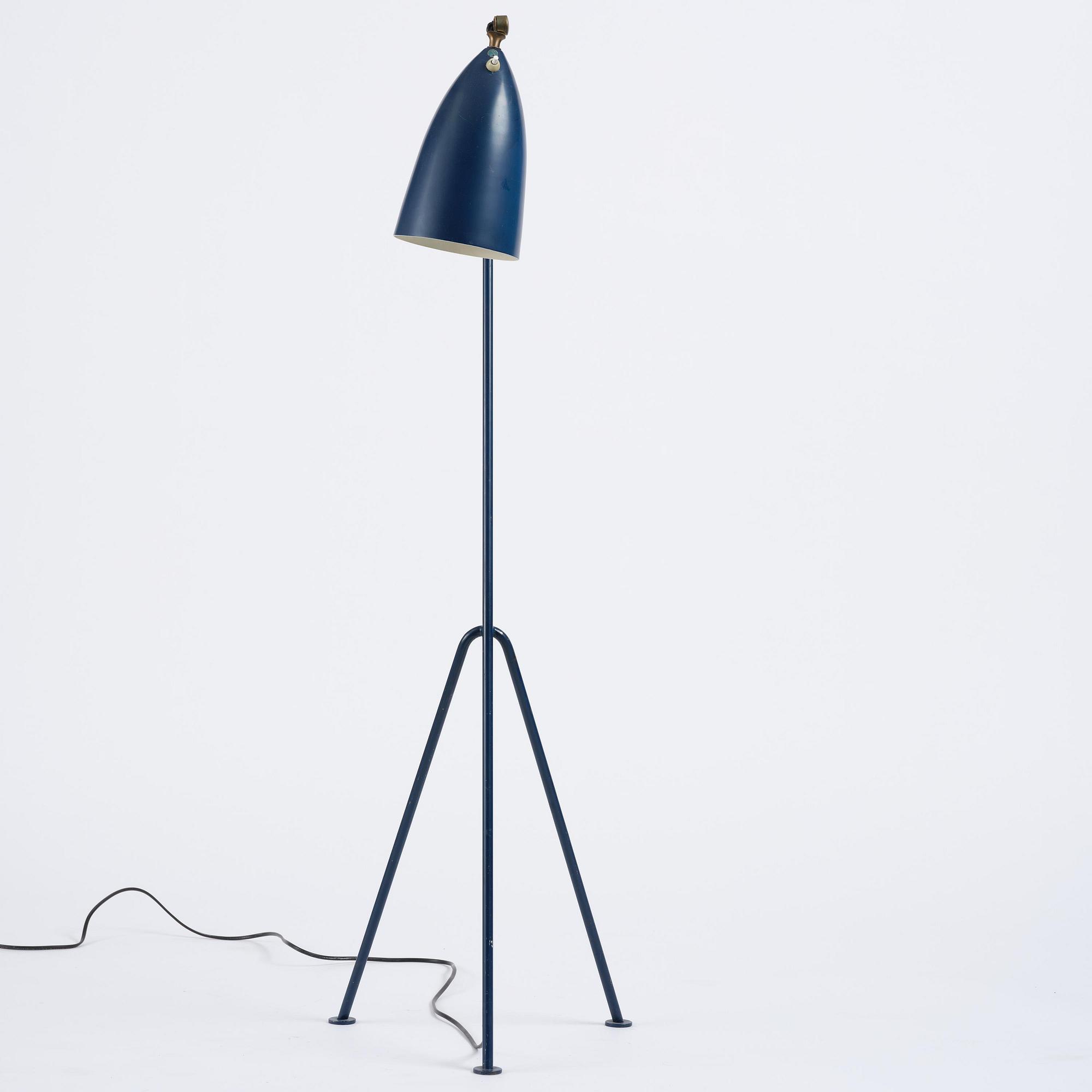 Greta Magnusson Grossman, a blue "Grasshopper" floor lamp model "G-33", Bergboms, Malmö, 1950s.