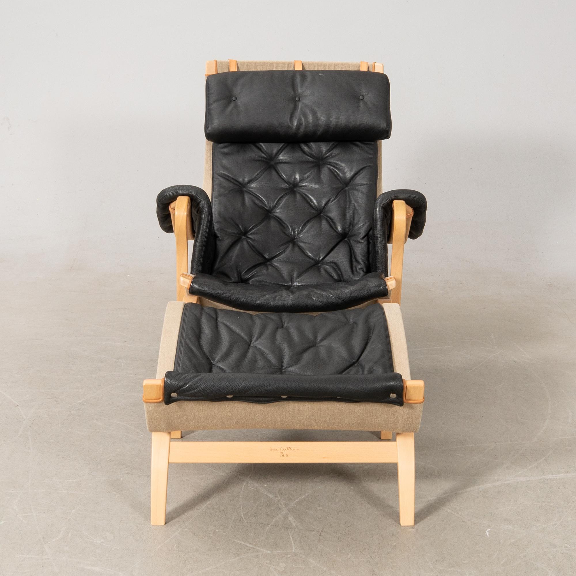 Bruno Mathsson, armchair with footstool, "Pernilla", Dux.