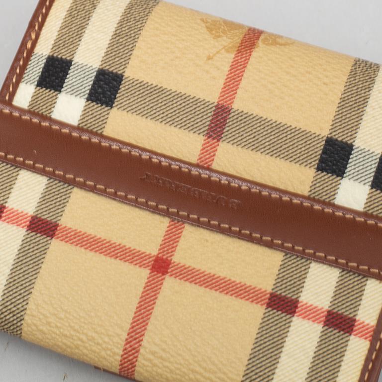 Burberry, a handbag and wallet.