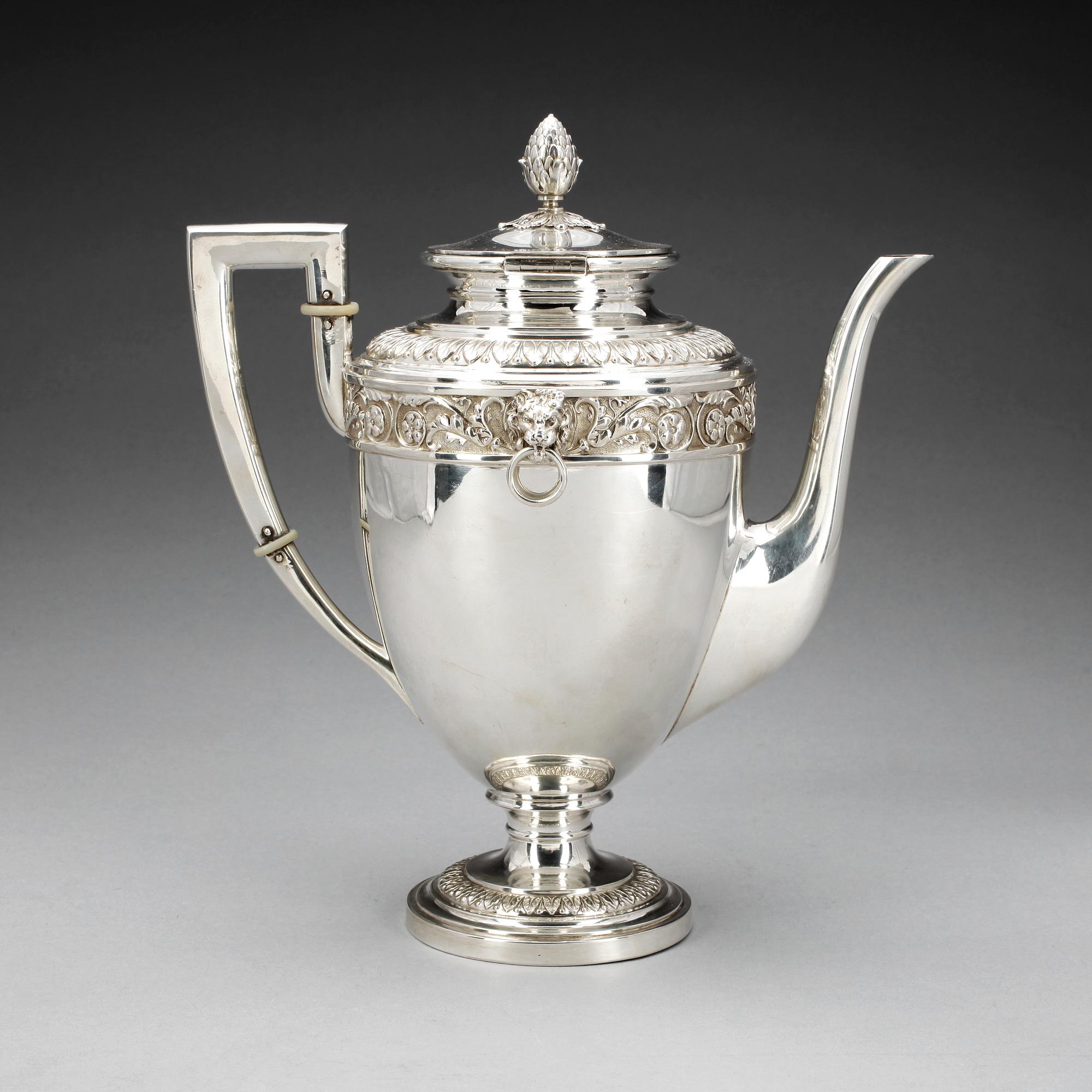 KAFFEKANNA, silver, sengustaviansk stil, K Anderson Stockholm 1896. Vikt ca 630 gram.