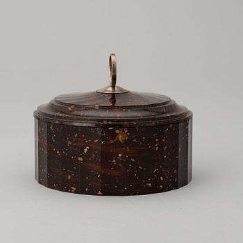 A Swedish Empire 19th porphyry butter box.