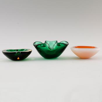 SKÅLAR, 3 st, glas, Murano, Italien, 1900-talets andra hälft.