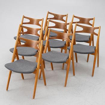 Hans J. Wegner, stolar, 8 st, modell CH-29 "Savbukkestolen", Danmark, 1900-talets mitt.