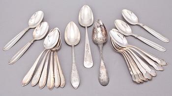 PARTI BESTICK, 27 delar, silver, 1800/1900-tal. Vikt ca 1180 gr.