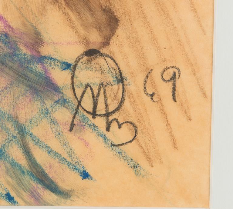 Olavi Martikainen, sekatekniikka paperille, signeerattu ja päivätty -69.