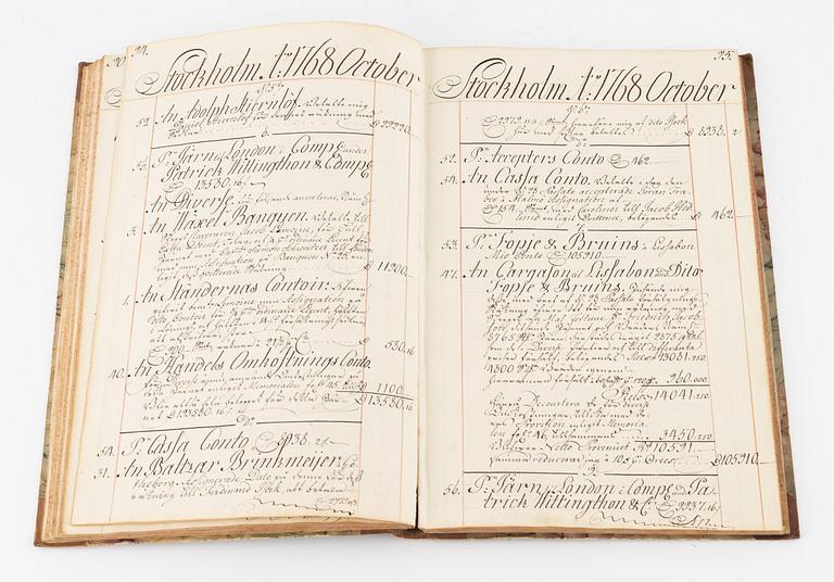 Handwritten cash books, etc., Stockholm 1768, 1798.