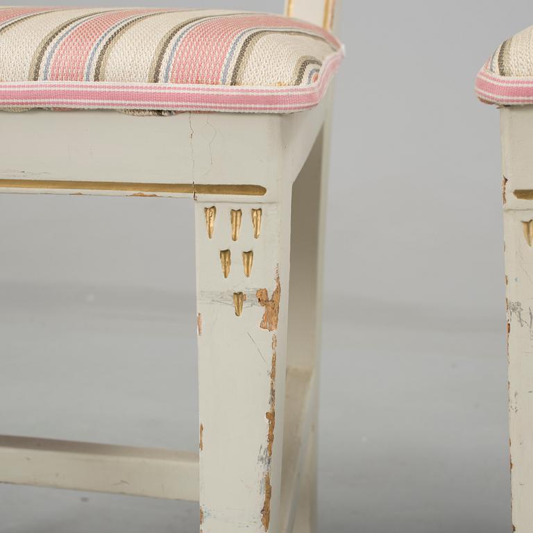 A pair of Swedish Gustavian chairs by Anders Andersson, signed AAS, Lindome from around year 1800.