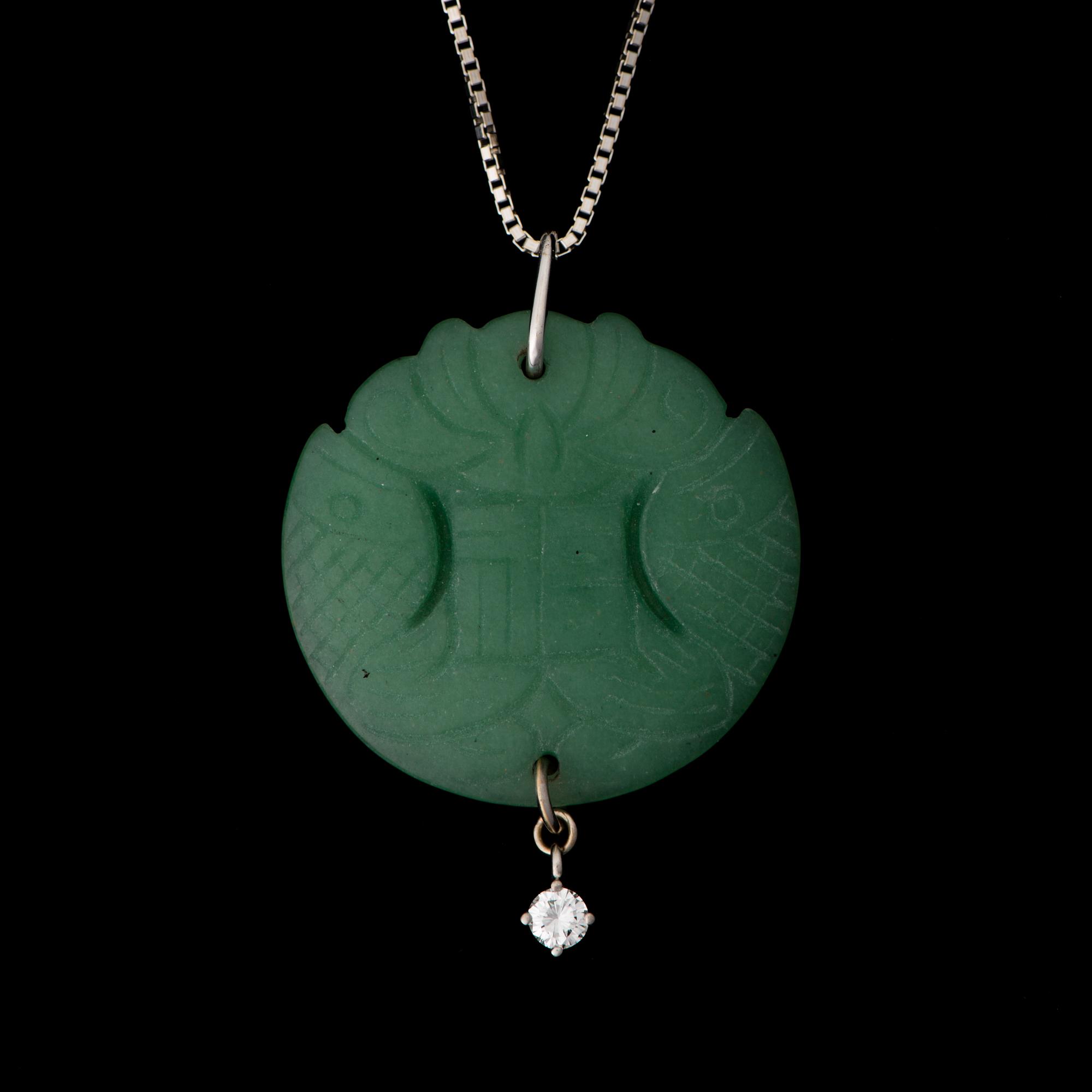 HÄNGE, jade, briljantslipad diamant, 14K vitguld.