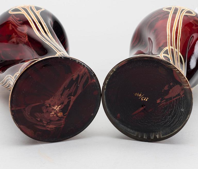 A pair of glas vases, 20th century,