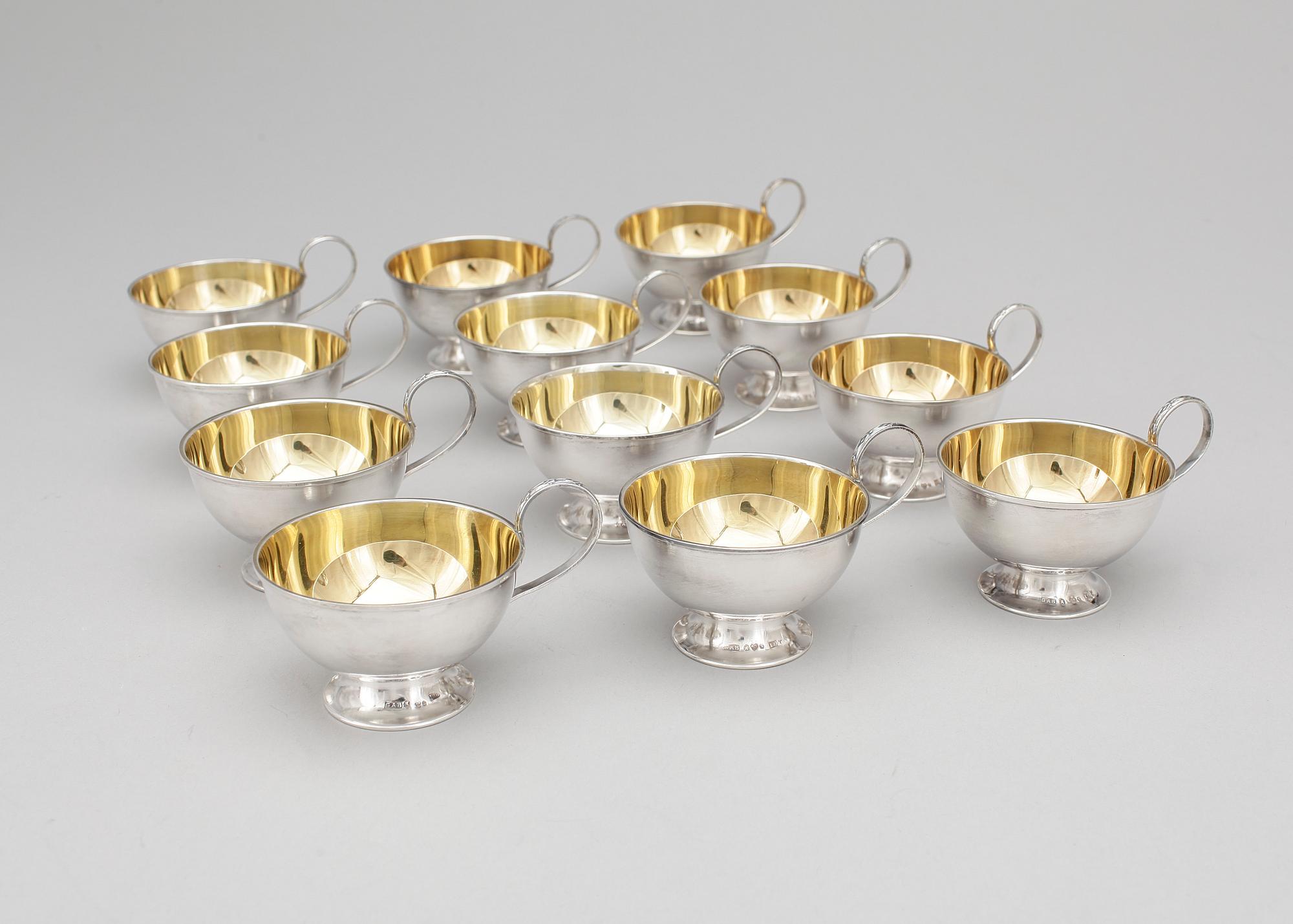 PUNSCHKOPPAR , silver, 12st, GAB, 1959, Vikt ca 396g.