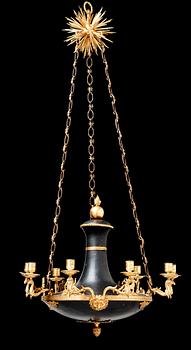 An Empire early 19th century nine-light hanging lamp.