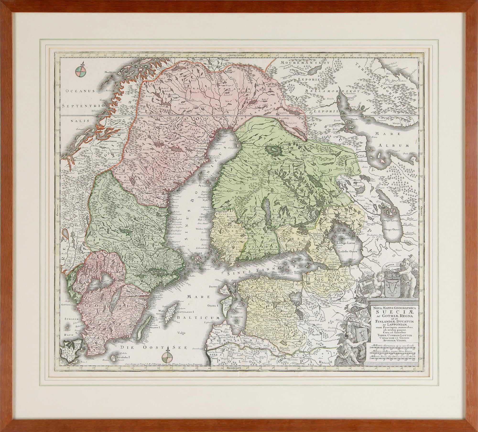 KARTA, gravyr Lotter T. C, Augsbourg 1700-tal.