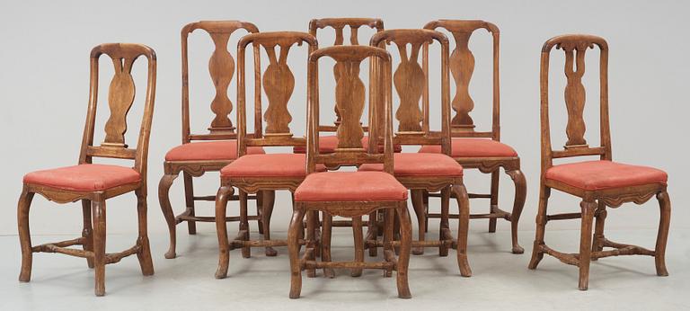STOLAR, 8 st snarlika, senbarock, 1700-tal.