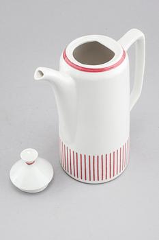 HERTHA BENGTSON, kaffeservis, nio delar, porslin, "Kadett Röd", Rörstrand, formgiven 1954.