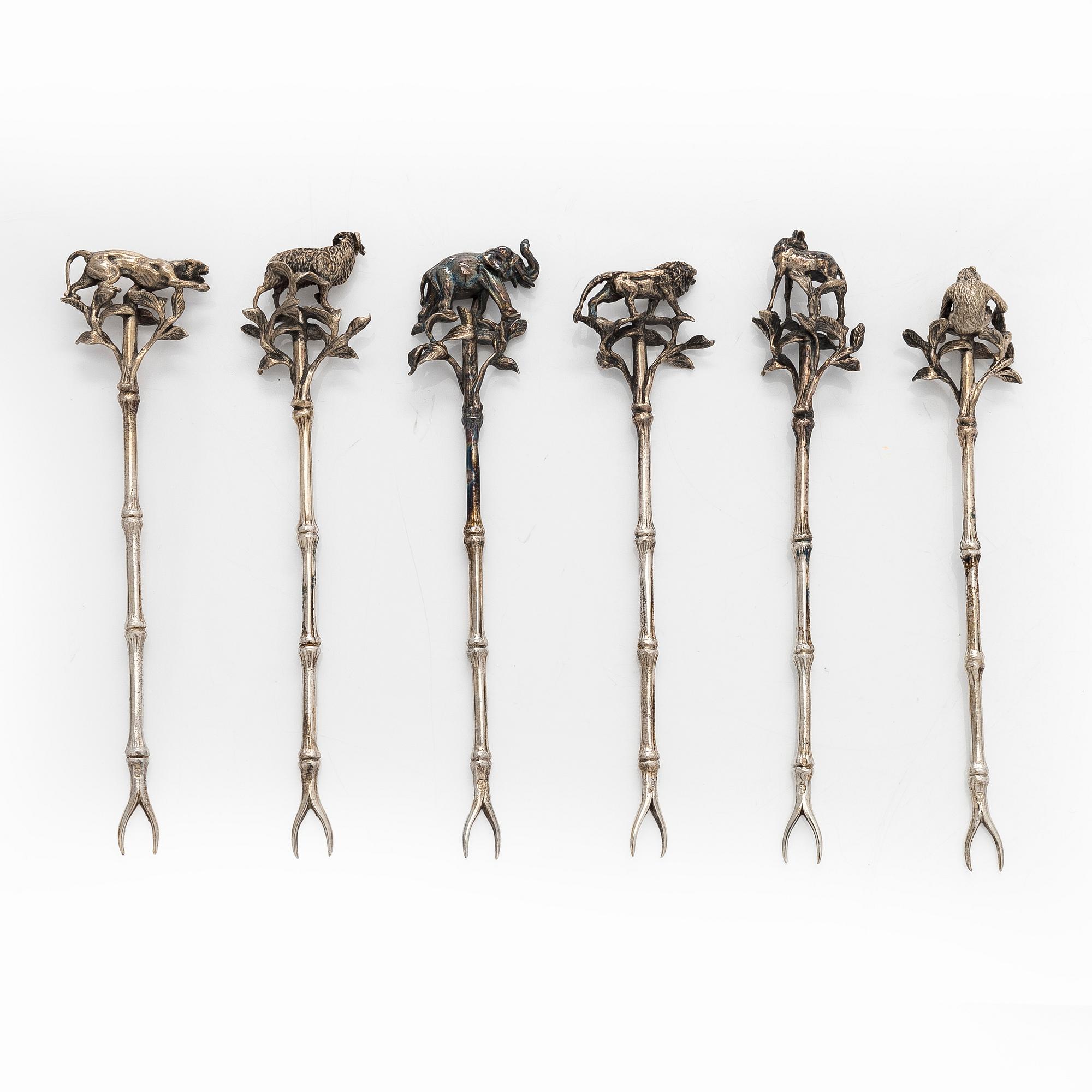 Cocktailpinnar 6 st,  silver.