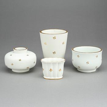 PARTI KERAMIK, 4 delar, stengods, Carrara-glasyr, Wilhelm Kåge, Gustavsberg.