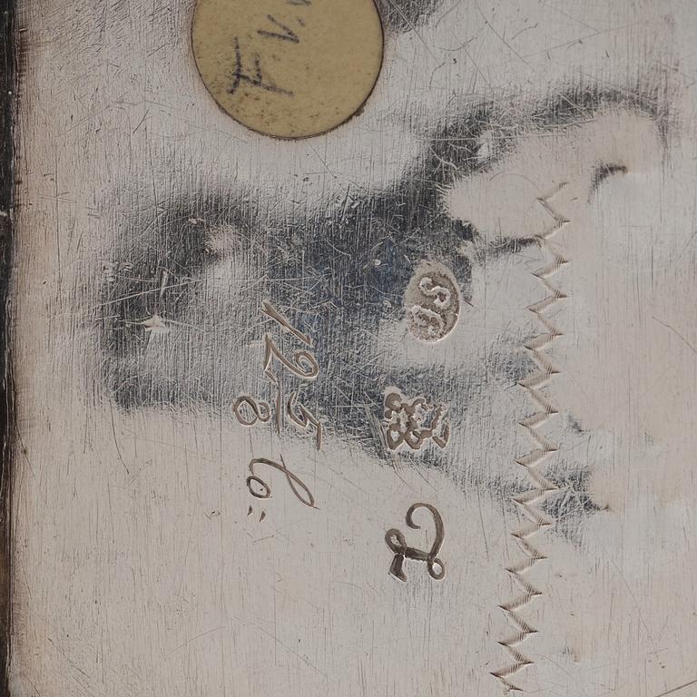 A Swedish 18th century 7 piece silver toilet service, mark of Johan Lorenz Starin, Stockholm 1736.