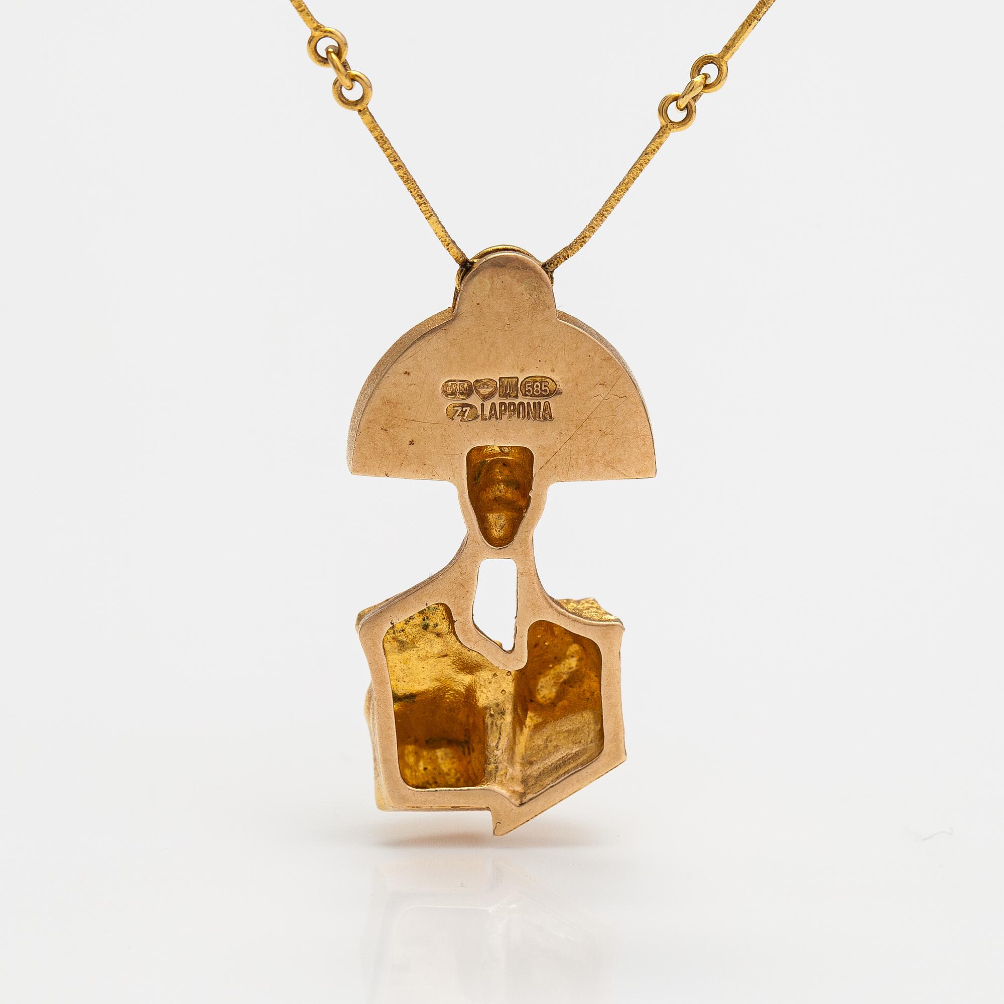 Björn Weckström,  "Balak", a 14K gold necklace with an opal triplette. Lapponia 1977.