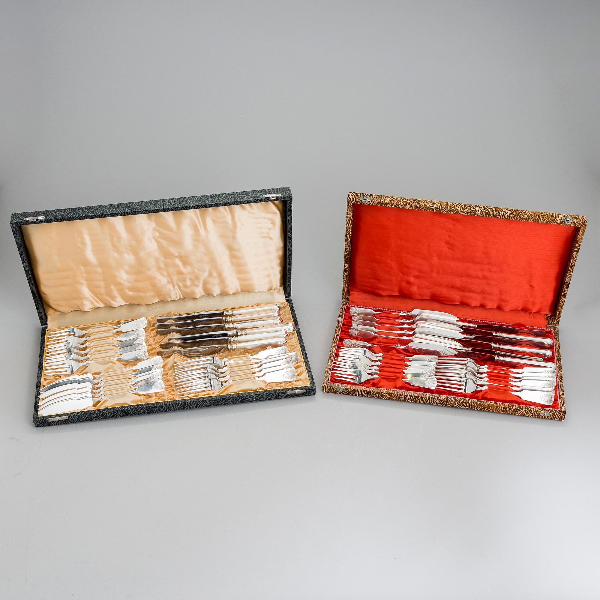 GÖSTA HELENIUS, bestickuppsättning, 48 delar, silver, "Musslan", Åbo 1919.