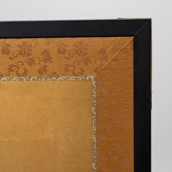 A pair of Japanese folding screens, signed, 20th century.