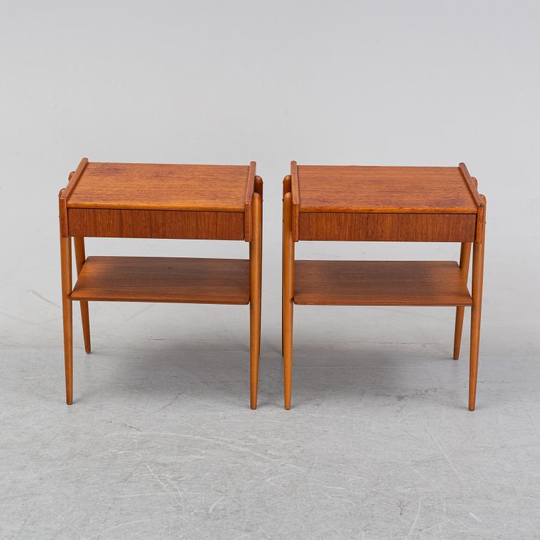 Sängbord, ett par, teak, Carlström & Co, Bjärum, 1950/60-tal.