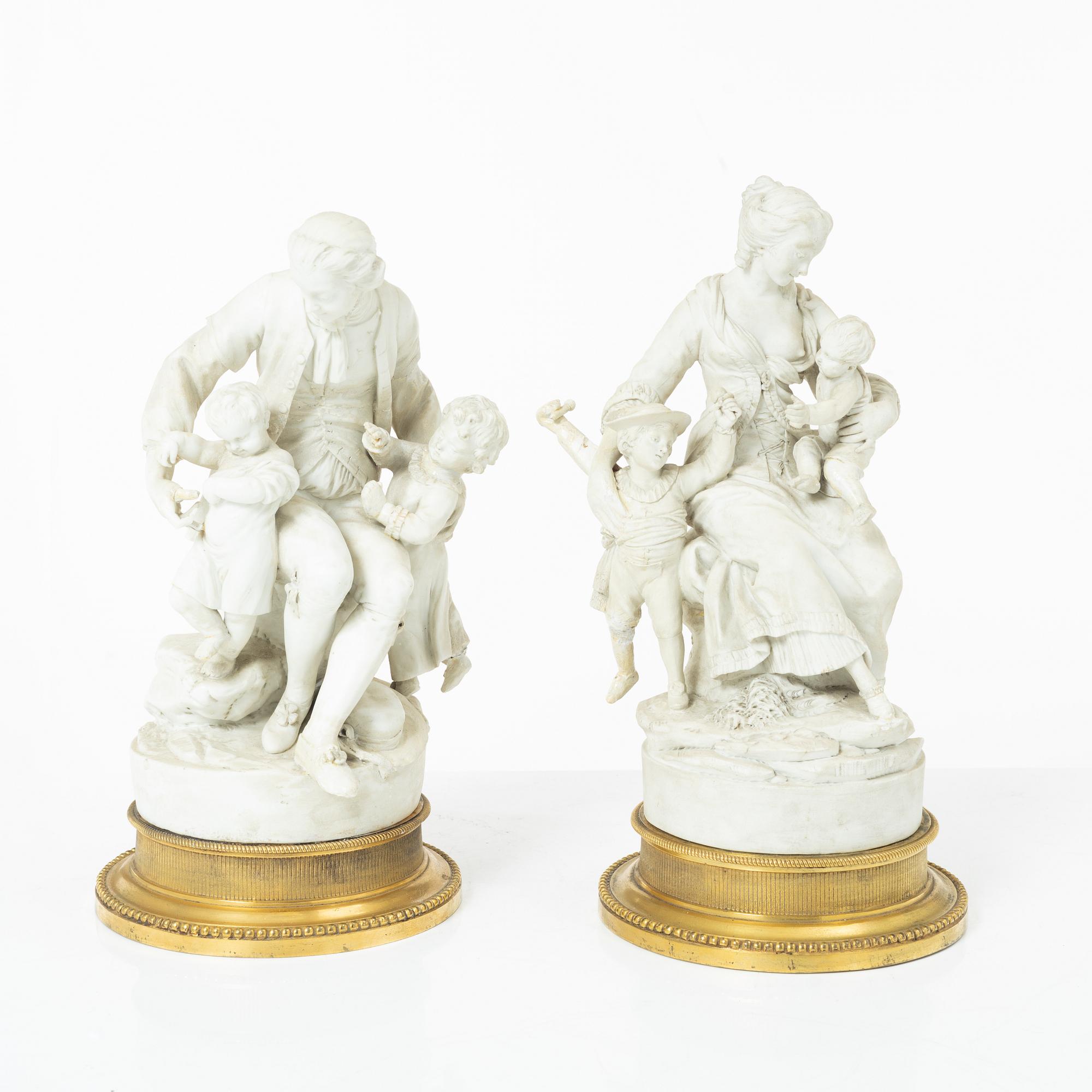 Figurgrupper, ett par, efter Joseph Gott, troligen England, sent 1800-tal.