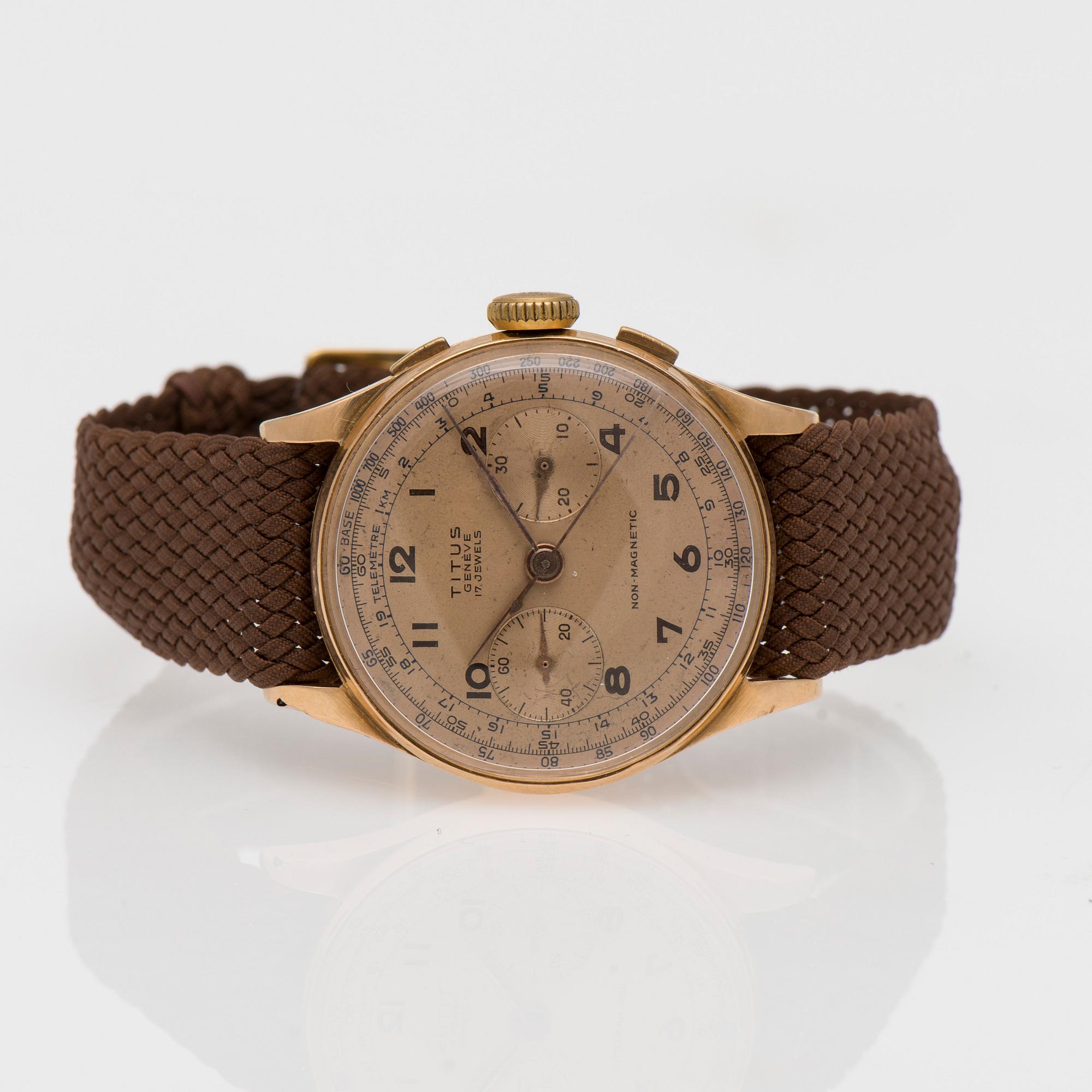 ARMBANDSUR, herr, 18K guld, Titus, Schweiz, 1960-tal.