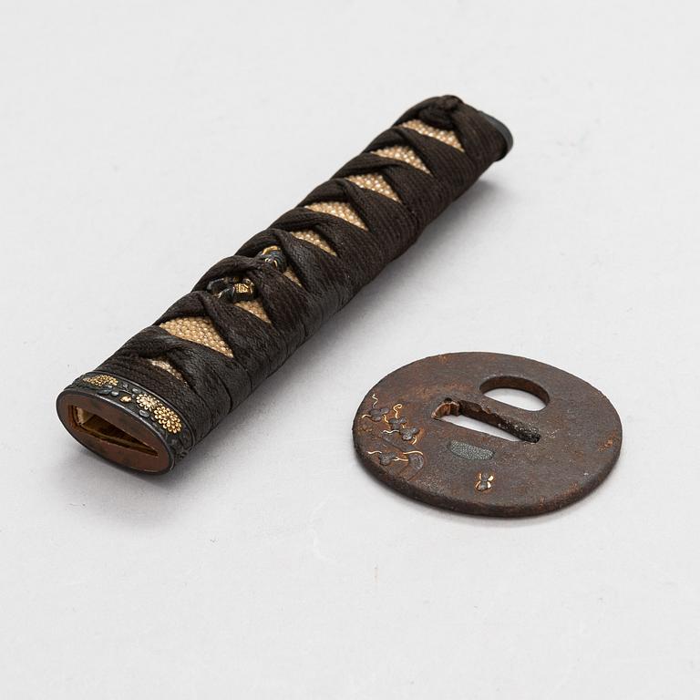 Japanese sword mountings, tsuba and tsuka.