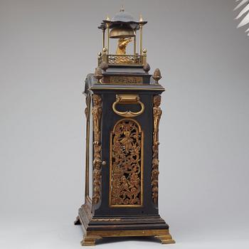 A George III ebonised and brass-mounted striking and musical automaton table clock, Stephen Rimbault, London, 1744-85.