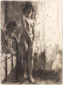 ANDERS ZORN, etching, signed Zorn in pencil. Executed in 1903. "A Dark Corner - Dunkelt hörn".