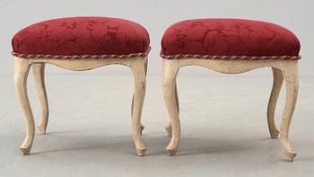 A pair of Swedish Rococo 18th century stools.