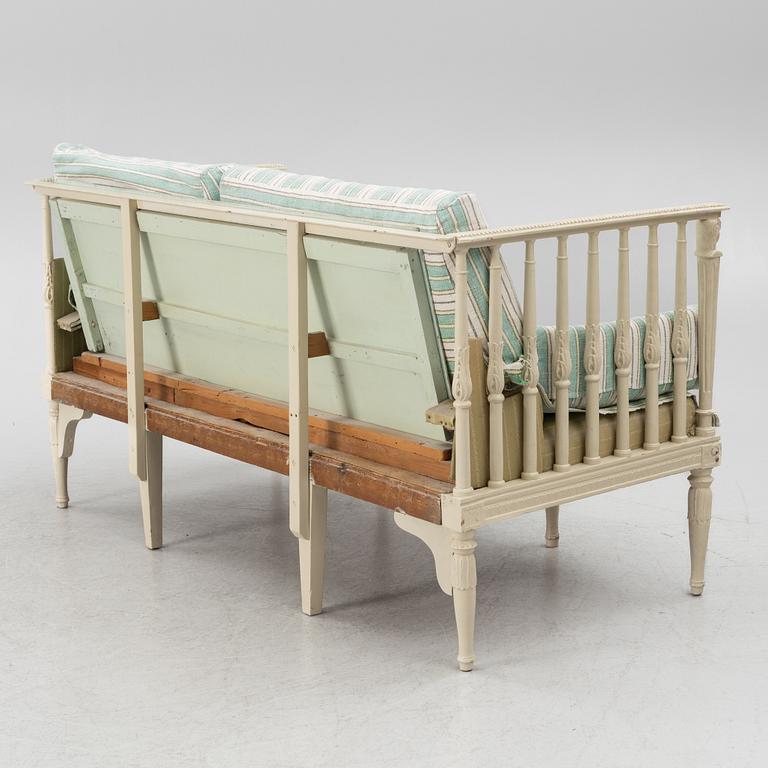 A Gustavian sofa, late 18th century.