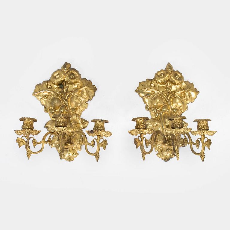 A pair of early 20th century wall scones.